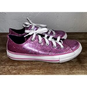 Converse All Star Youth 1 Low Top Pink Glitter Shimmer Sneakers